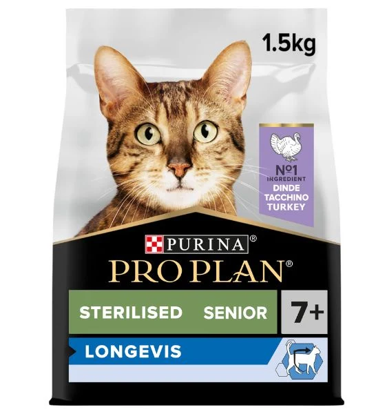 PURINA Pro Plan Sterilised Senior 7+ Turkey Dry Cat Food 1.5KG