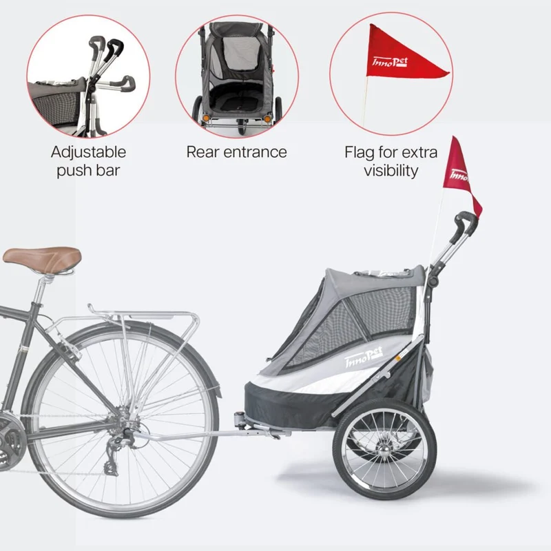 InnoPet Sporty Deluxe Pet Pram & Dog Bike Trailer with Free Rain Cover