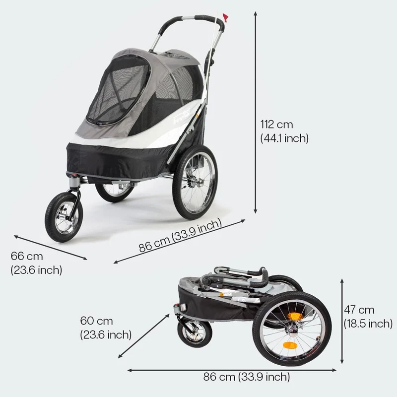 InnoPet Sporty Deluxe Pet Pram & Dog Bike Trailer with Free Rain Cover