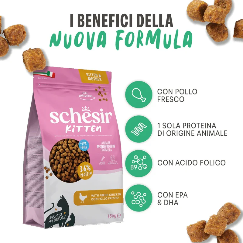 Schesir Monoprotein Formula Kitten Dry Cat Food Maintenance With Chicken 1.5KG