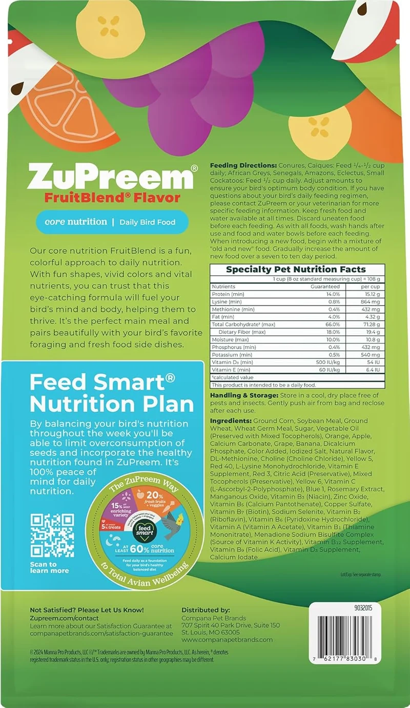 ZuPreem FruitBlend Medium and Large Parrot Food