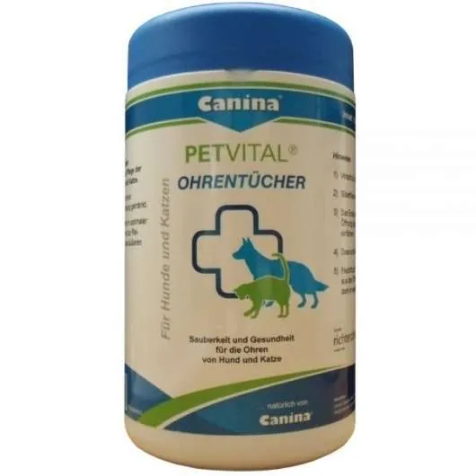 Canina Pharma PETVITAL Ohrentücher 120 Stück – Saubere Ohren