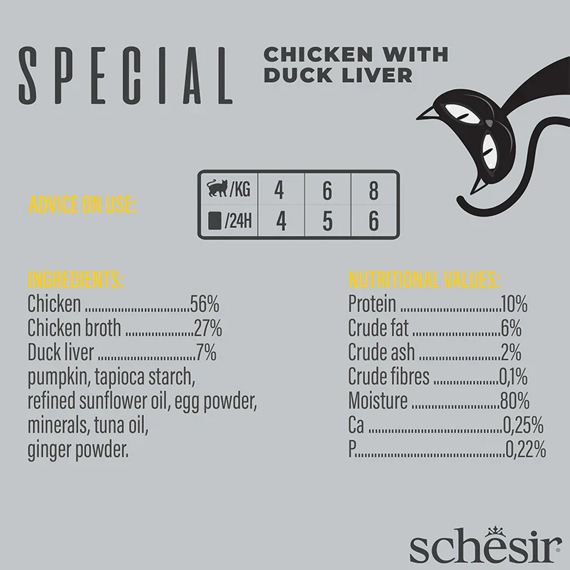 Schesir Special Mousse Exigent Chicken With Duck Liver Adult Wet Cat Food 70G