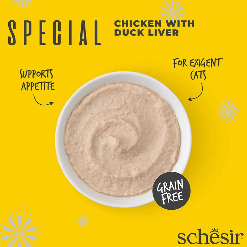 Schesir Special Mousse Exigent Chicken With Duck Liver Adult Wet Cat Food 70G