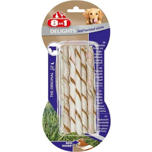 8in1 Delights Beef Twisted Sticks – Kausnack für Hunde