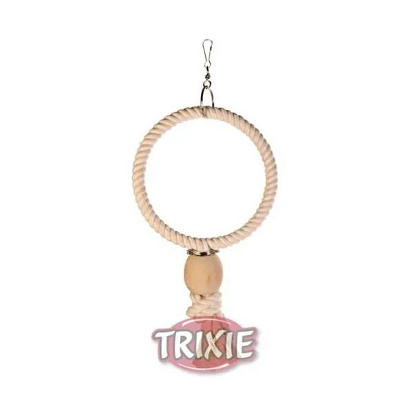 Trixie Baumwollring mit Holzkugel – Spielzeug für Papageien