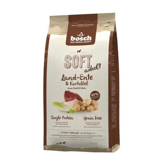 Bosch Soft Land-Ente & Kartoffel für Hunde – 60 % frische Land-Ente, getreidefrei