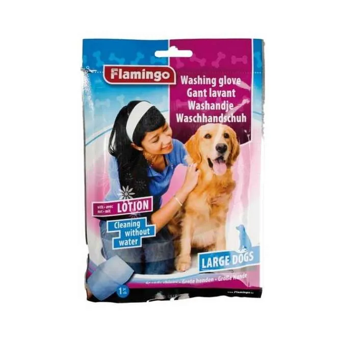 Karlie Flamingo Waschhandschuh mit Lotion für Hunde – milde Reinigung für Hunde