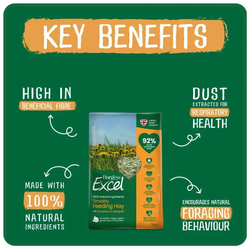 Burgess Excel Dandelion & Marigold Feeding Hay for Small Pets 1KG