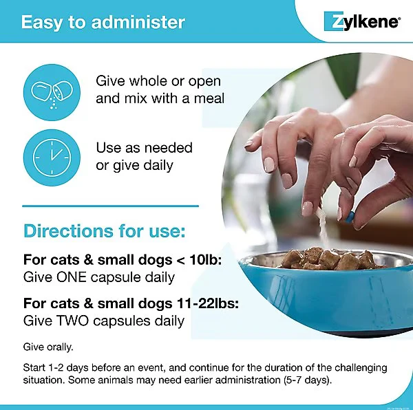 Vetoquinol Zylkene Supplement for Small Dogs & Cats 10 Capsules 75mg