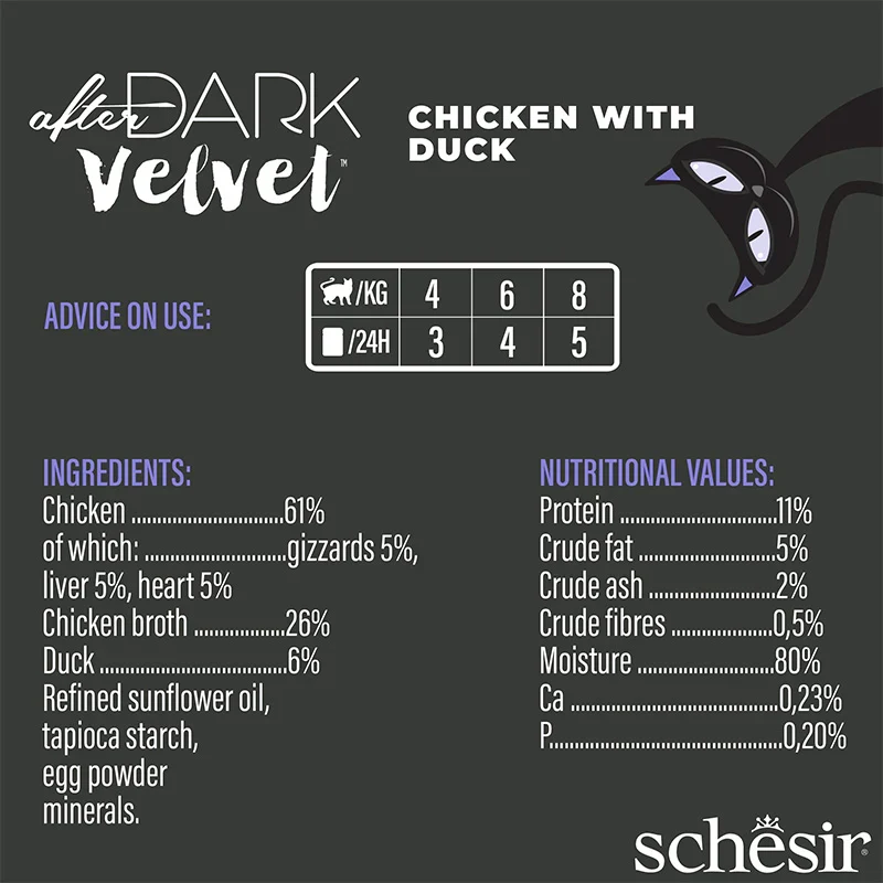 Schesir After Dark Velvet Mousse Chicken With Duck Wet Cat Food In Mousse 80G