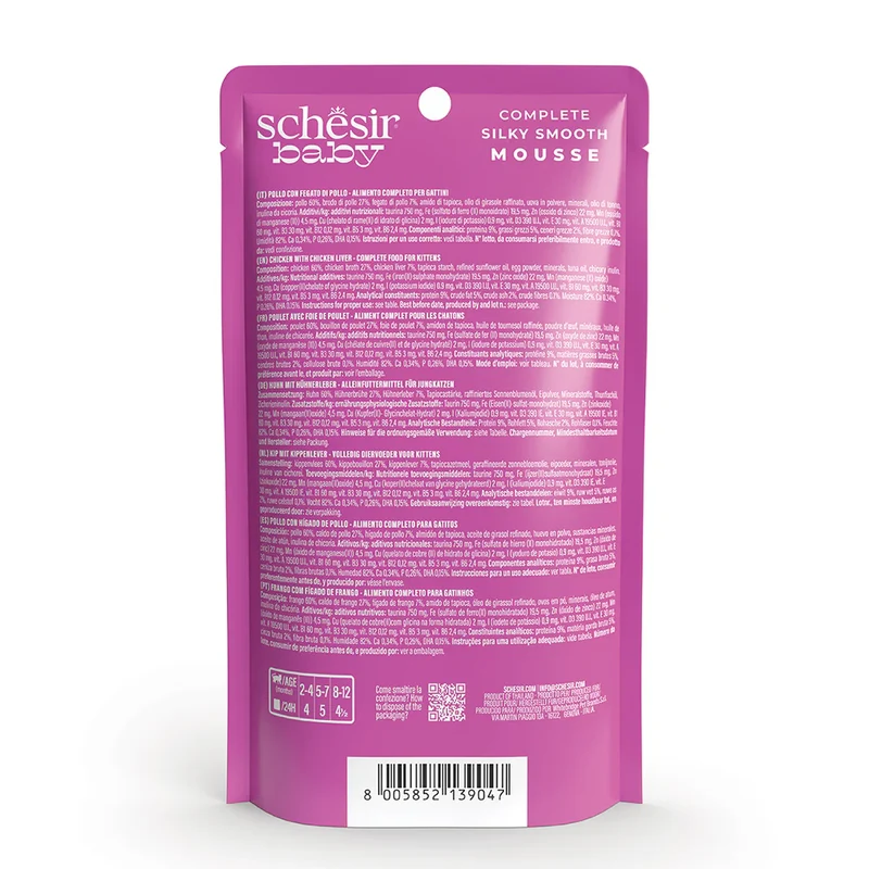 Schesir Baby Mousse Chicken With Chicken Liver Kitten Wet Cat Food 70G