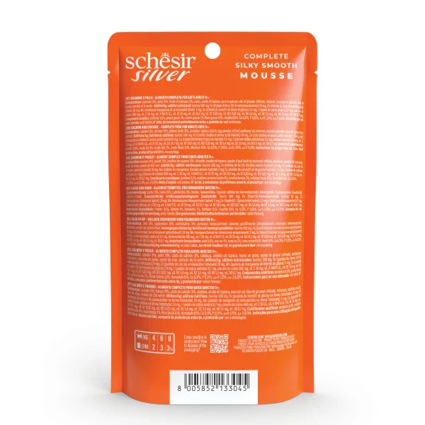 Schesir Silver Mousse Salmon & Chicken Senior Wet Cat Food 80G