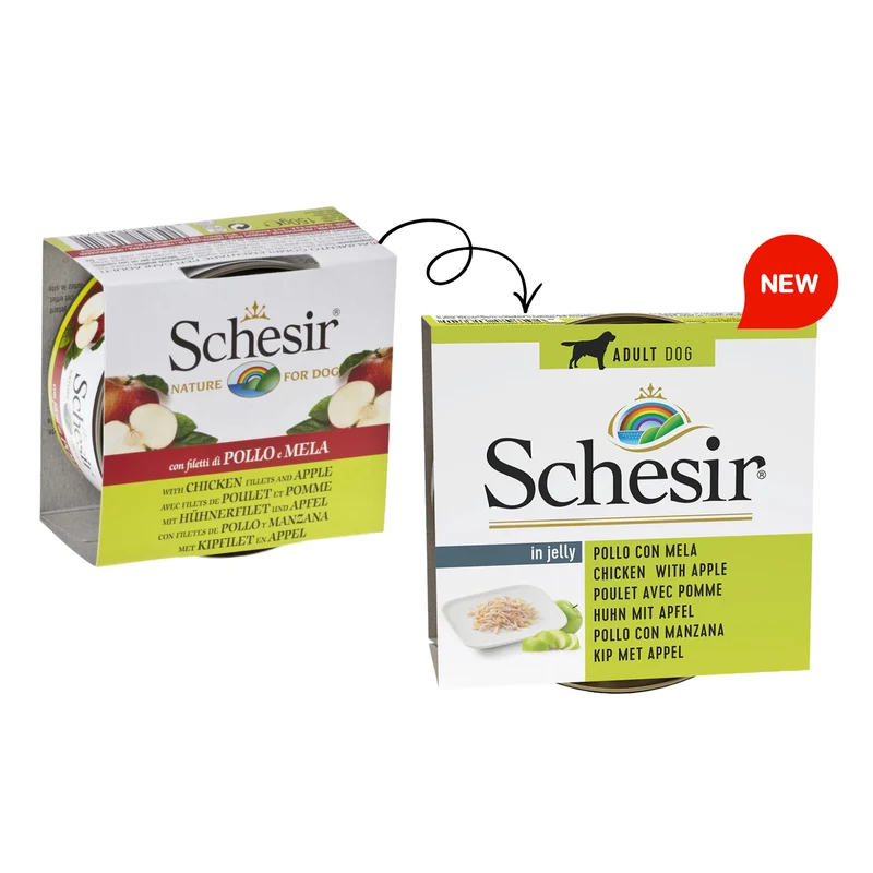 Schesir Chicken Fillets With Apple Adult Wet Dog Food In Jelly 150G