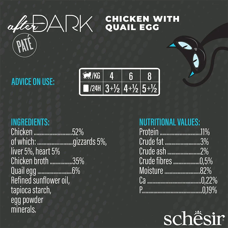 Schesir After Dark Complete Chicken With Quail Egg Wet Cat Food In Pate 80G