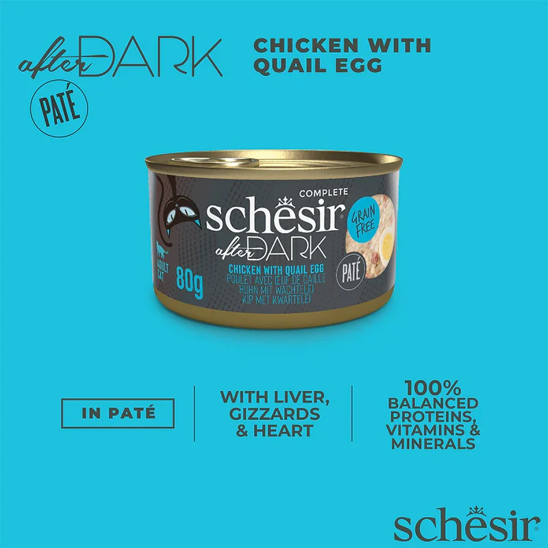 Schesir After Dark Complete Chicken With Quail Egg Wet Cat Food In Pate 80G