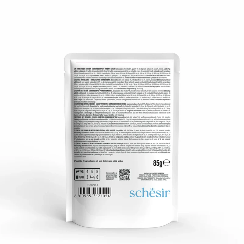 Schesir Tuna with Sea Bass in Jelly Adult Wet Cat Food 85G