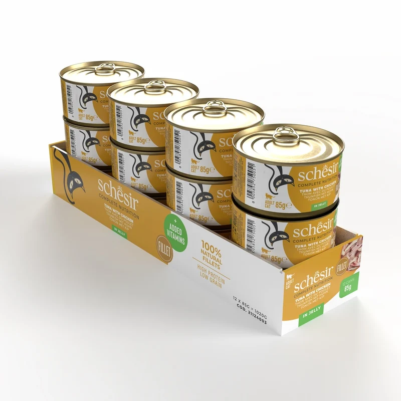 Schesir Tuna & Chicken In Jelly Adult Wet Cat Food 85G