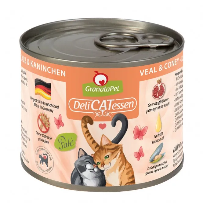 GranataPet Delicatessen Dose Kalb & Kaninchen für Katzen – Immunstärkung, ohne Getreide