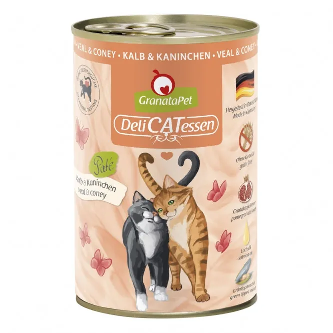 GranataPet Delicatessen Dose Kalb & Kaninchen für Katzen – Immunstärkung, ohne Getreide