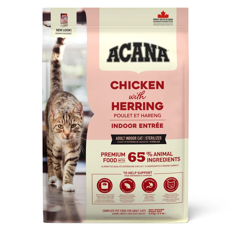 Acana Indoor Entree Recipe With Poultry & Fish Adult Dry Cat Food - Hairball Control