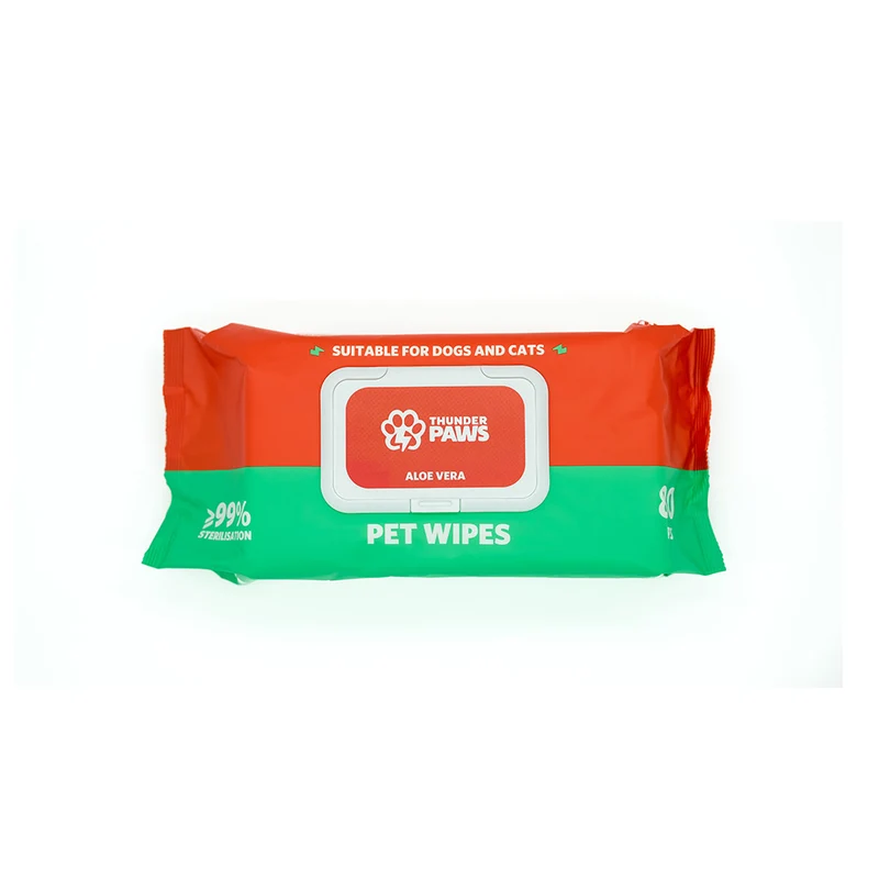 Thunder Paws Aloe Vera Sanitary Pet Wipes Suitable for Cats and Dogs 80pcs