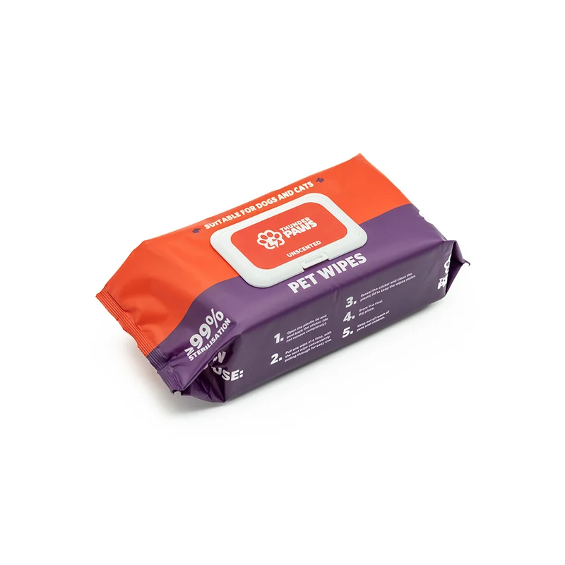 Thunder Paws Unscented Sanitary Pet Wipes Suitable for Cats and Dogs 80pcs