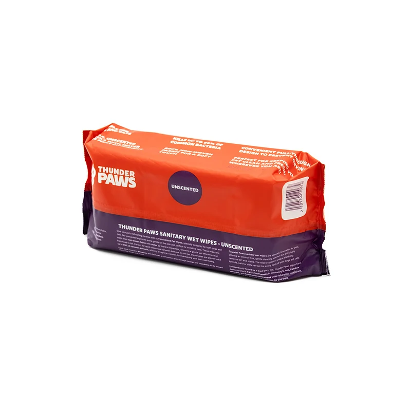 Thunder Paws Unscented Sanitary Pet Wipes Suitable for Cats and Dogs 80pcs