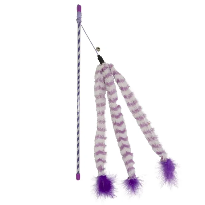 Duvoplus Spielangel für Katzen mit Plüsch-Schwanz und Glöckchen