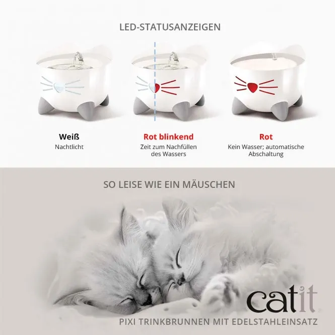 Catit PIXI Trinkbrunnen mit Edelstahleinsatz - 2,5 Liter