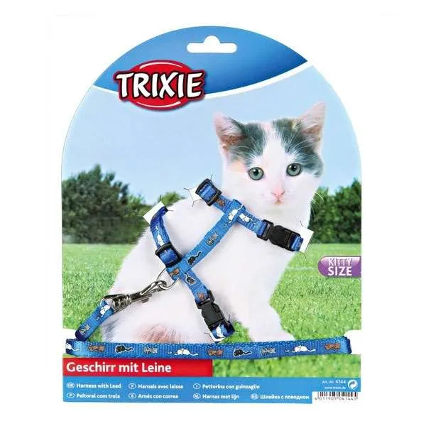 Trixie Kätzchen-Garnitur mit Katzenmotiv und Leine