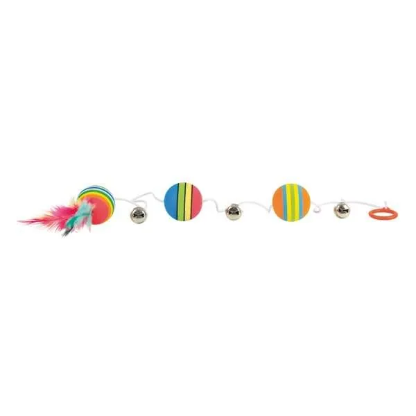 Trixie 3 Rainbow-Bälle am Gummiband – mit Glöckchen