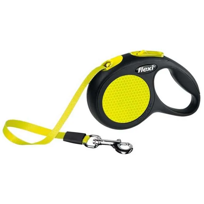 Flexi New Classic Neon Gurt-Roll-Leine - reflektierend, mit Bremssystem