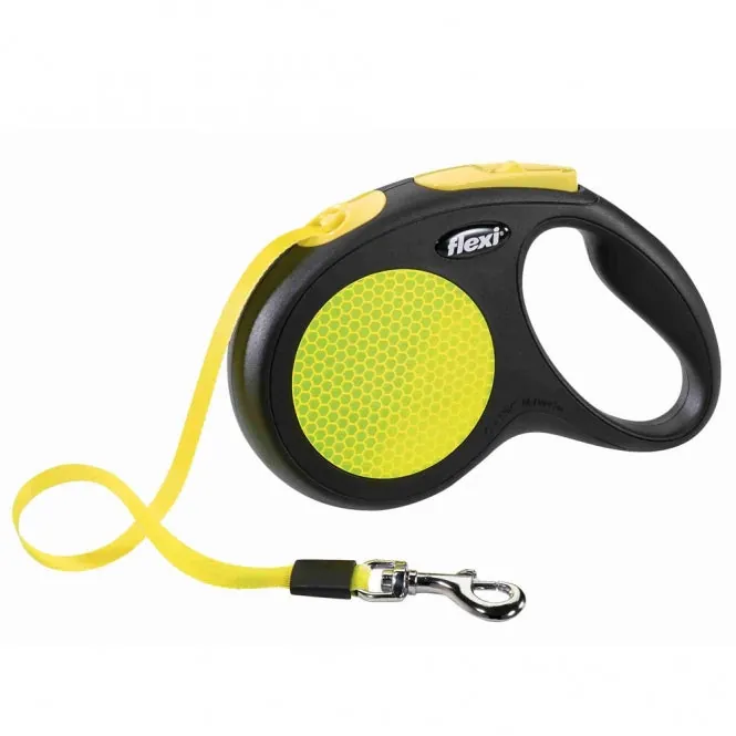 Flexi New Classic Neon Gurt-Roll-Leine - reflektierend, mit Bremssystem