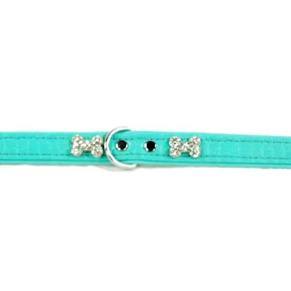 Hunter Halsband Cropue Bone Türkis – süßes Halsband für Hunde
