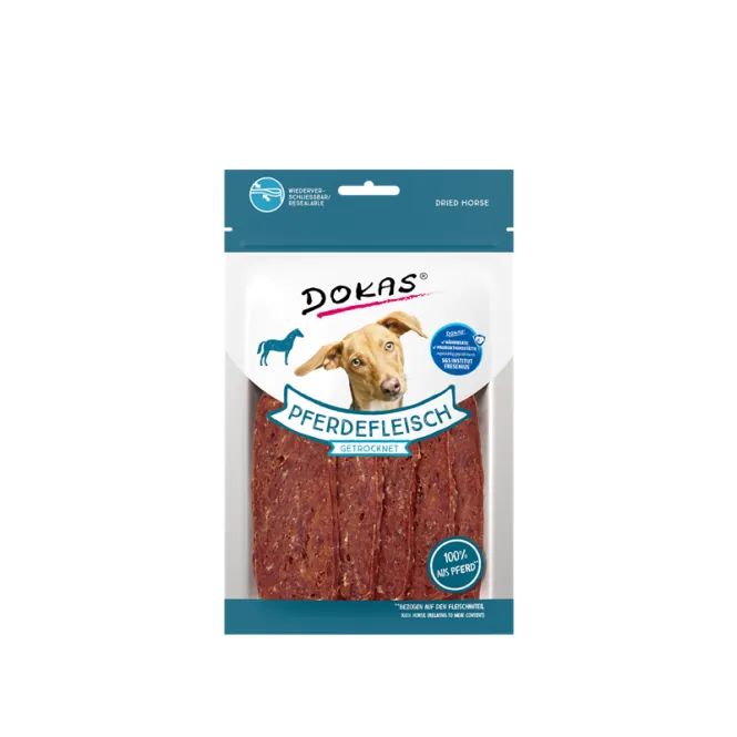 Dokas Dog Snack Pferdefleisch getrocknet 60g – Exklusiver Snack