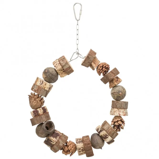 Trixie Ringschaukel aus Holz und Tannenzapfen - 18 cm – für Vögel