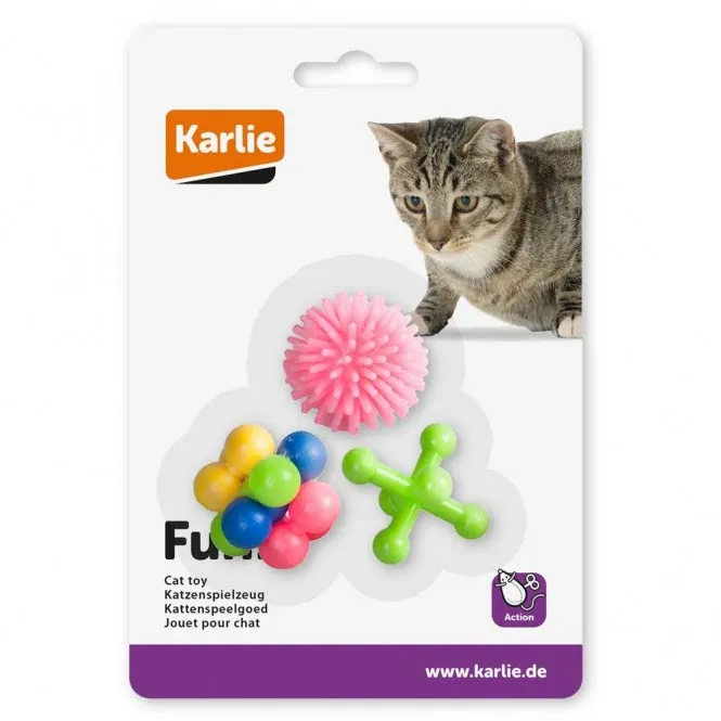 Karlie Gummi-Katzenspielzeug 3 Stück – farbenfrohes Spielvergnügen