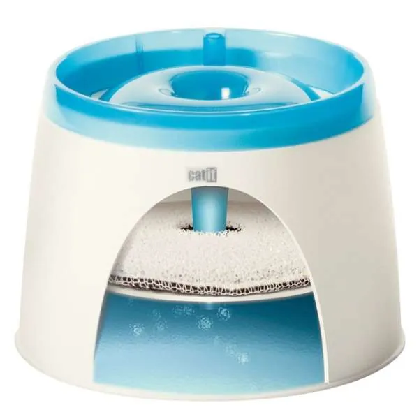CATIT Fresh+Clear Trinkbrunnen 2L - Blau – fördert Trinkverhalten