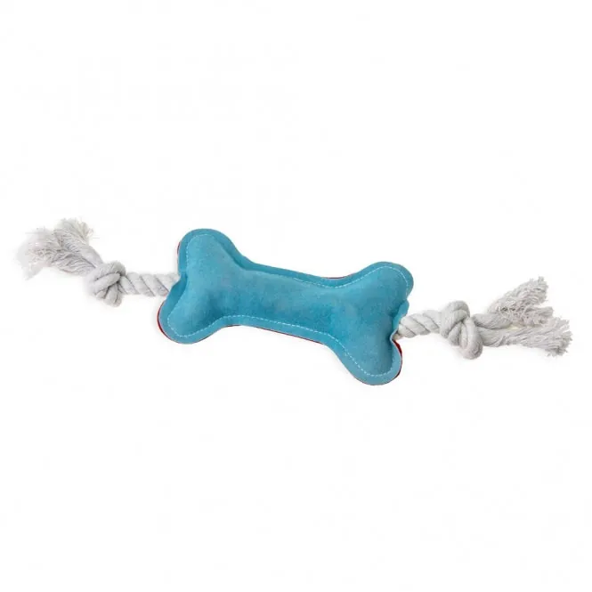 Karlie Flamingo Puppy Knochen aus Leder-Baumwollmix - zahnfreundlich