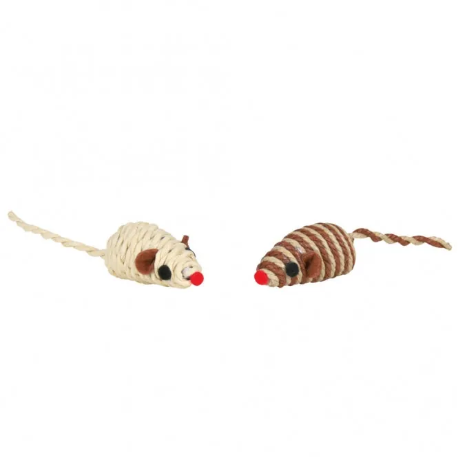 Trixie Spielmaus mit Baumwollgarn und Bast – 5 cm