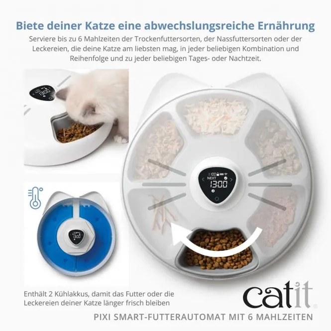 Catit PIXI Smart-Futterautomat mit 6 Mahlzeiten
