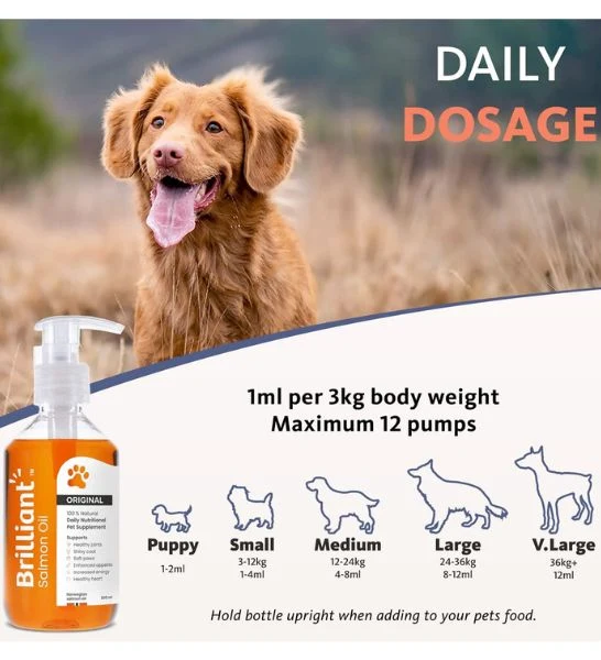 Brilliant Salmon Oil Food Supplement for Dogs and Cats 300ml