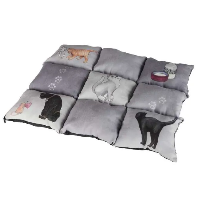 Trixie Katzendecke Patchwork Cat - grau, 45 x 55 cm – warme Liegefläche