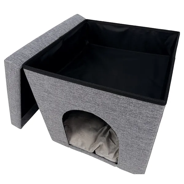 Trixie Kuschelhöhle Alois - 38 x 40 x 38 cm – faltbar mit gepolstertem Deckel
