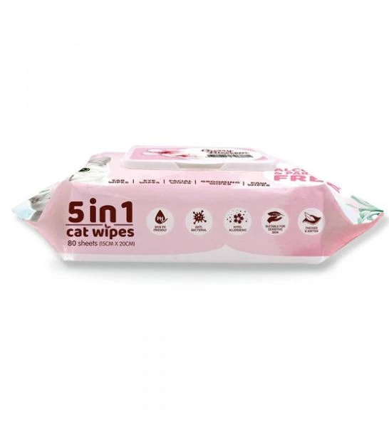 Kit Cat 5 in 1 Cherry Blossom Scented Cat Wipes 80pcs