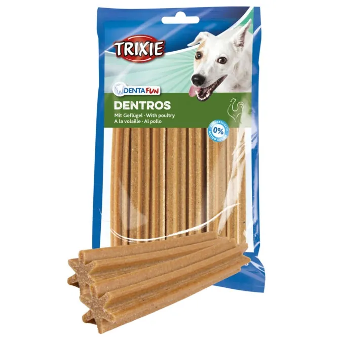 Trixie DENTAfun Dentros mit Geflügel, 7 Stück – Zuckerfrei