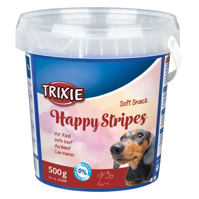Trixie Soft Snack Happy Stripes 500g Eimer – Zuckerfrei