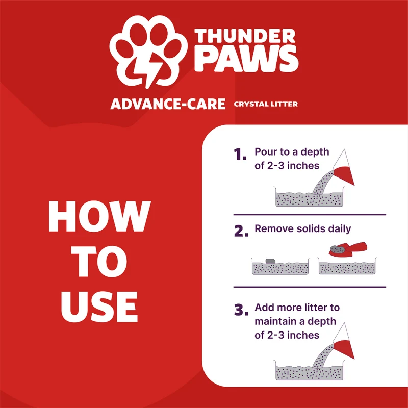 Thunder Paws Advance Care Non-Clumping Crystal Unscented Cat Litter 5+1 Liter FREE