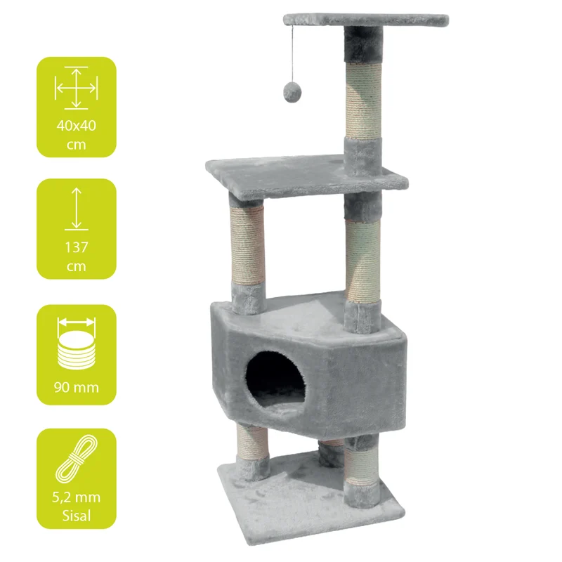 ebi Classic Scratching Cat Tree Loonaa Grey 135cm